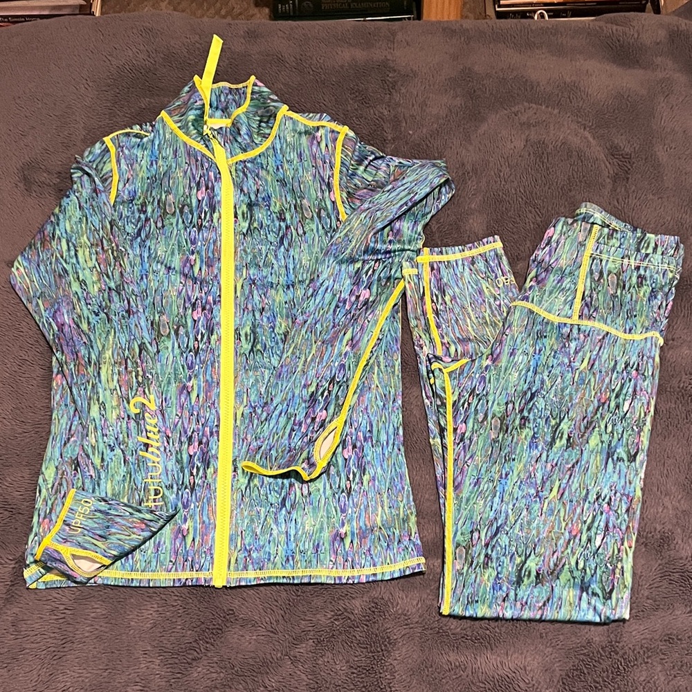 Vibrant Blue and Green Women's Swim Coverup Set